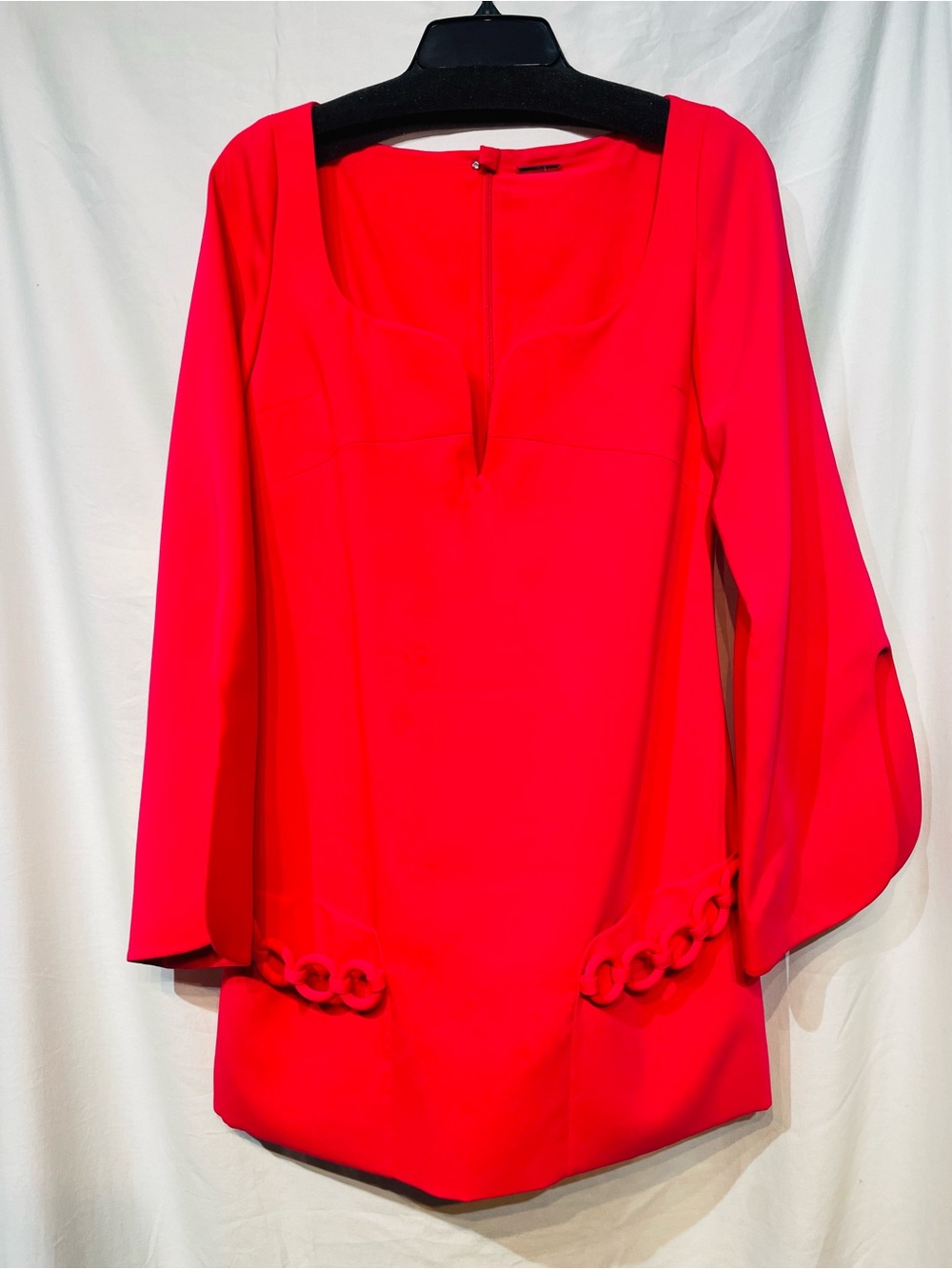 Alexis Azize Hot Pink Long-Sleeve Mini Dress with Loop Trim